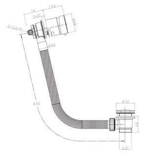 Scudo Bath Filler Overflow With Click Clack Waste - Image 2