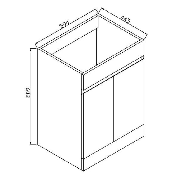 Scudo Water guard 2 Door Floor Standing Vanity Unit With Basin - 600mm Wide - Gloss White - Image 2