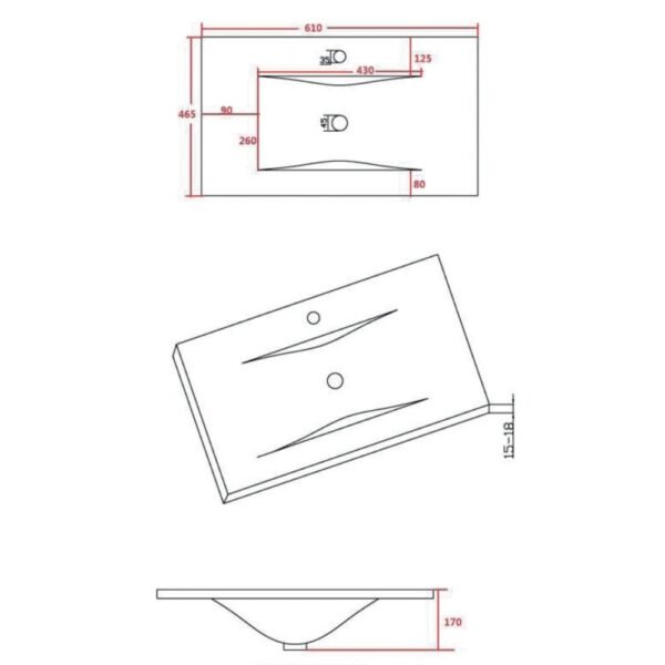 Scudo Water guard 2 Door Floor Standing Vanity Unit With Basin - 600mm Wide - Gloss White - Image 3