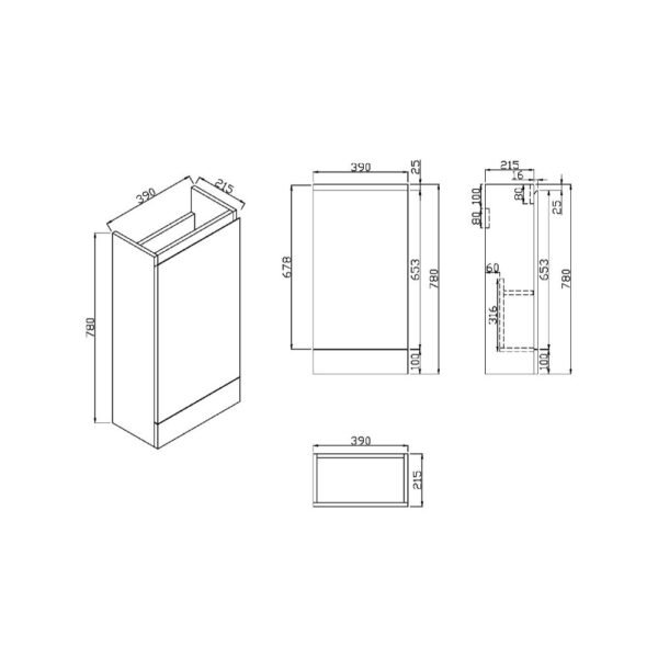 Scudo Water guard 1 Door Floor Standing Cloakroom Vanity Unit With Basin - 400mm Wide - Gloss White - Image 3
