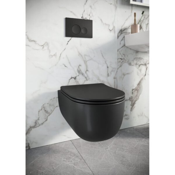 Scudo Riviera Rimless Round Wall Hung Toilet With Soft Close Seat - Image 2