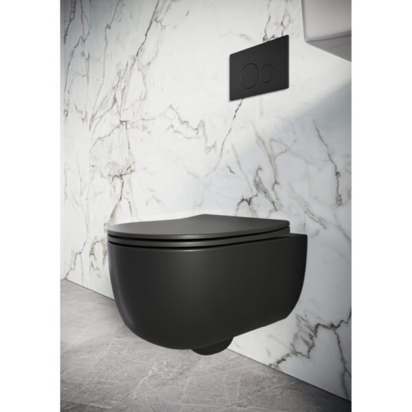 Scudo Riviera Rimless Round Wall Hung Toilet With Soft Close Seat - Image 3