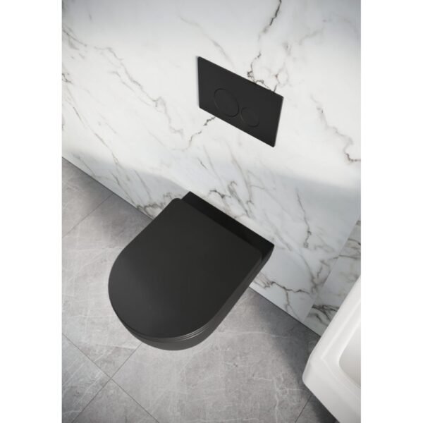 Scudo Riviera Rimless Round Wall Hung Toilet With Soft Close Seat - Image 4