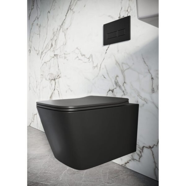 Scudo Riviera Rimless Square Wall Hung Toilet With Soft Close Seat - Image 3