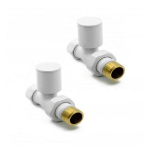 Kartell Straight Radiator Valve 15mm Pair - White