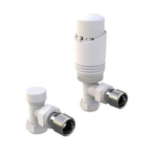 Kartell Design Twin Pack Thermostatic Angled Radiator Valve - White