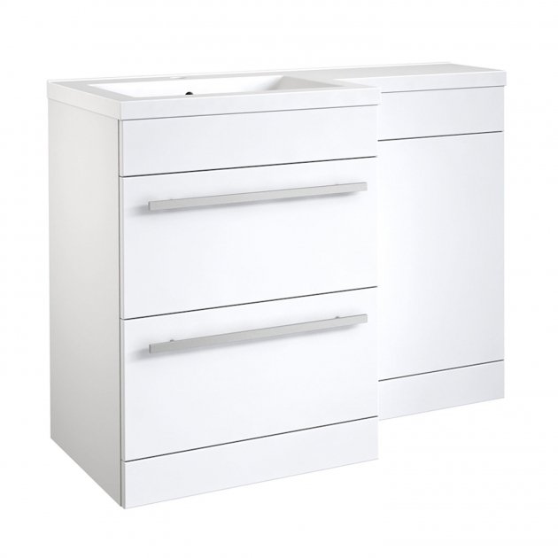 Kartell Matrix 2 Drawer L Shaped Combination Bathroom Unit With Cistern And Basin - 1100mm Wide