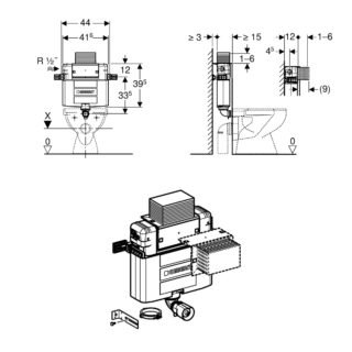 Geberit Alpha Concealed Cistern - 395mm High - White - Image 2