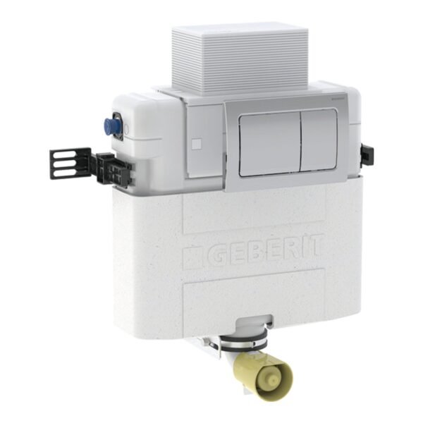Geberit Alpha Concealed Cistern With Chrome Square Fush Plate - 395mm High - White