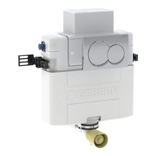 Geberit Alpha Concealed Cistern With Chrome Round Fush Plate - 395mm High - White