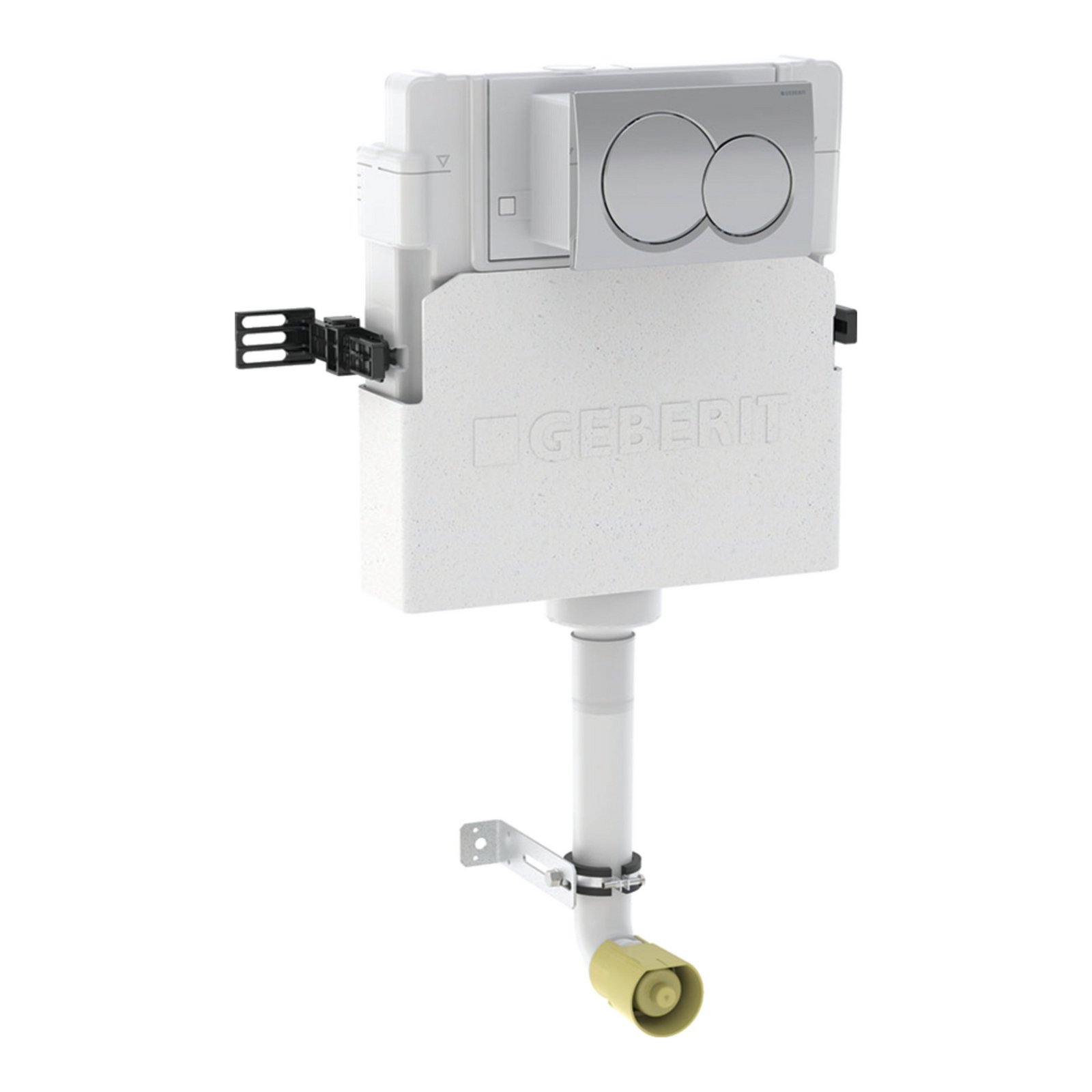 Geberit Alpha Concealed Cistern With Chrome Round Fush Plate - 740mm High - White