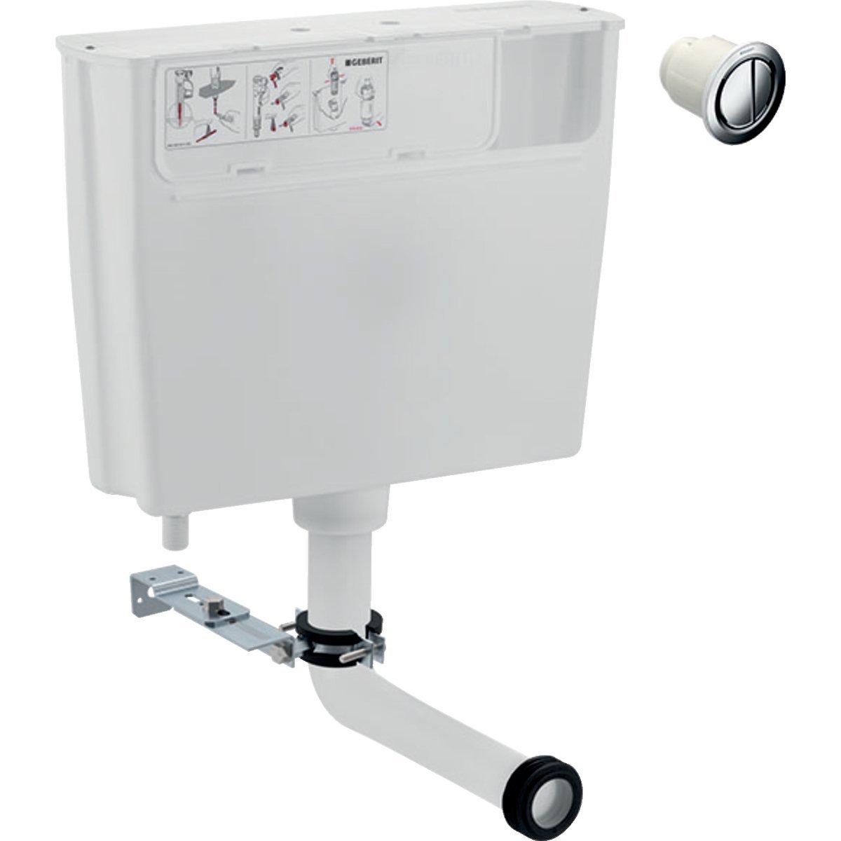 Geberit Low Height Concealed Cistern With Dual Flush Push Button - White