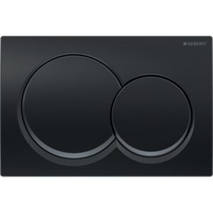 Geberit Alpha01 Round Button Dual Flush Plate - Black Chrome