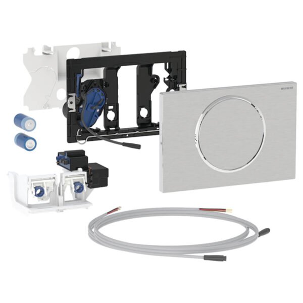 Geberit Sigma10 Battery Powered Single Flush Plate for Pull-Down Rail - Stainless Steel - Image 2