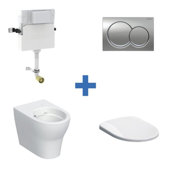 Geberit Selnova Back To Wall Toilet With Cistern, Flush Plate And Soft Close Seat - White - Image 2