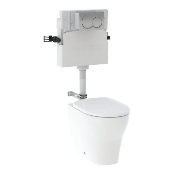 Geberit Selnova Back To Wall Toilet With Cistern, Flush Plate And Soft Close Seat - White