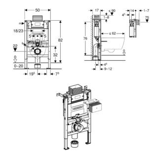 Geberit Alpha Wall-Hung Toilet Frame & Concealed Cistern - 820mm High - Image 2