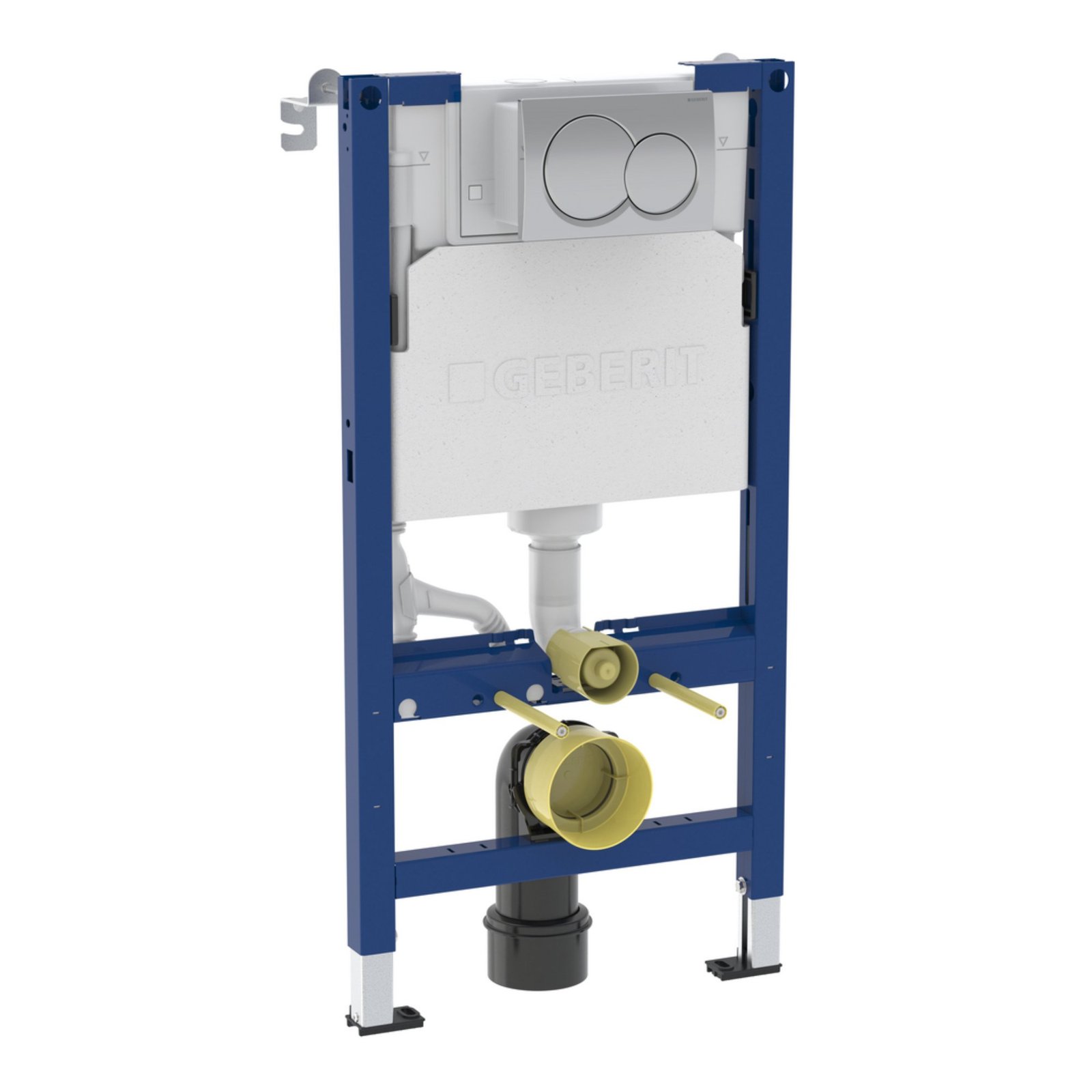 Geberit Alpha Wall-Hung Toilet Frame & Concealed Cistern With Chrome Round Fush Plate - 980mm High