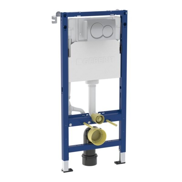 Geberit Alpha Wall-Hung Toilet Frame & Concealed Cistern With Chrome Round Fush Plate - 1120mm High