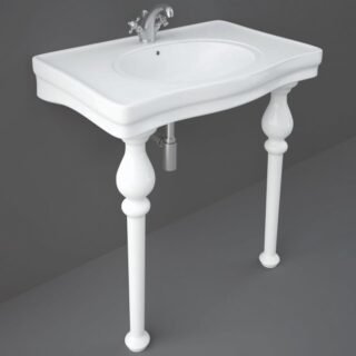 RAK Alexandra Console Basin With Ceramic Legs - 850mm Wide - White - Image 2