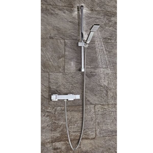 Scudo 1 Outlet Square Exposed Shower Bar Valve - Chrome - Image 2