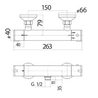 Scudo 1 Outlet Round Exposed Shower Bar Valve - Chrome - Image 3