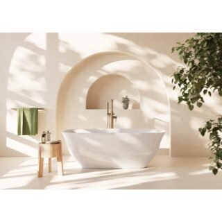 Scudo Coral Double Ended Freestanding Bath - 1700mm x 750mm - Gloss White - Image 3