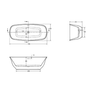 Scudo Coral Double Ended Freestanding Bath - 1700mm x 750mm - Gloss White - Image 4
