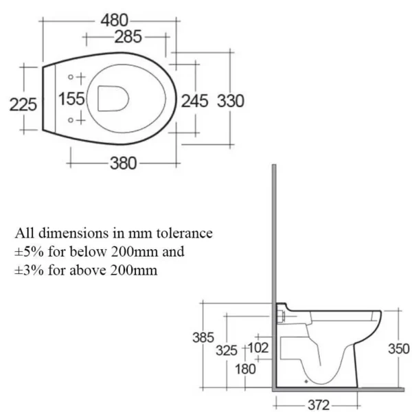 RAK Junior Back to Wall Toilet Without Lid And Urea Seat - White - Image 2