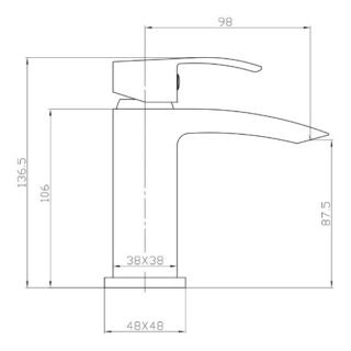 Scudo Descent Mini Mono Basin Mixer Tap Push Waste - Matt Black - Image 2