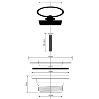 RAK Stainless Steel Waste With Plug for Gourmet Sink 8 - Chrome - Image 2