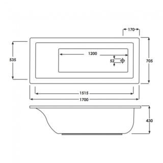 RAK Metropolitan Rectangular Single Ended Bath - Alpine White - Image 2