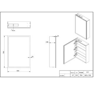 Scudo Prospr 1 Door Bluetooth Illuminated Mirror Cabinet - 700mm x 500mm - Image 2