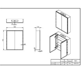 Scudo Prospr 2 Door Bluetooth Illuminated Mirror Cabinet - 700mm x 600mm - Image 2