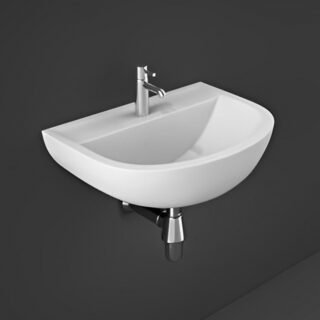 RAK Compact Special Needs Wall Hung Basin - 500mm Wide - White - Image 2