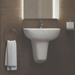 RAK Compact Basin With Semi Pedestal - 550mm Wide - White - Image 3
