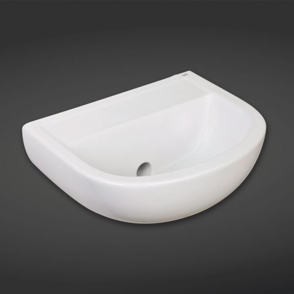 RAK Compact Special Needs H Wall Hung Basin - 500mm Wide - No TH - White