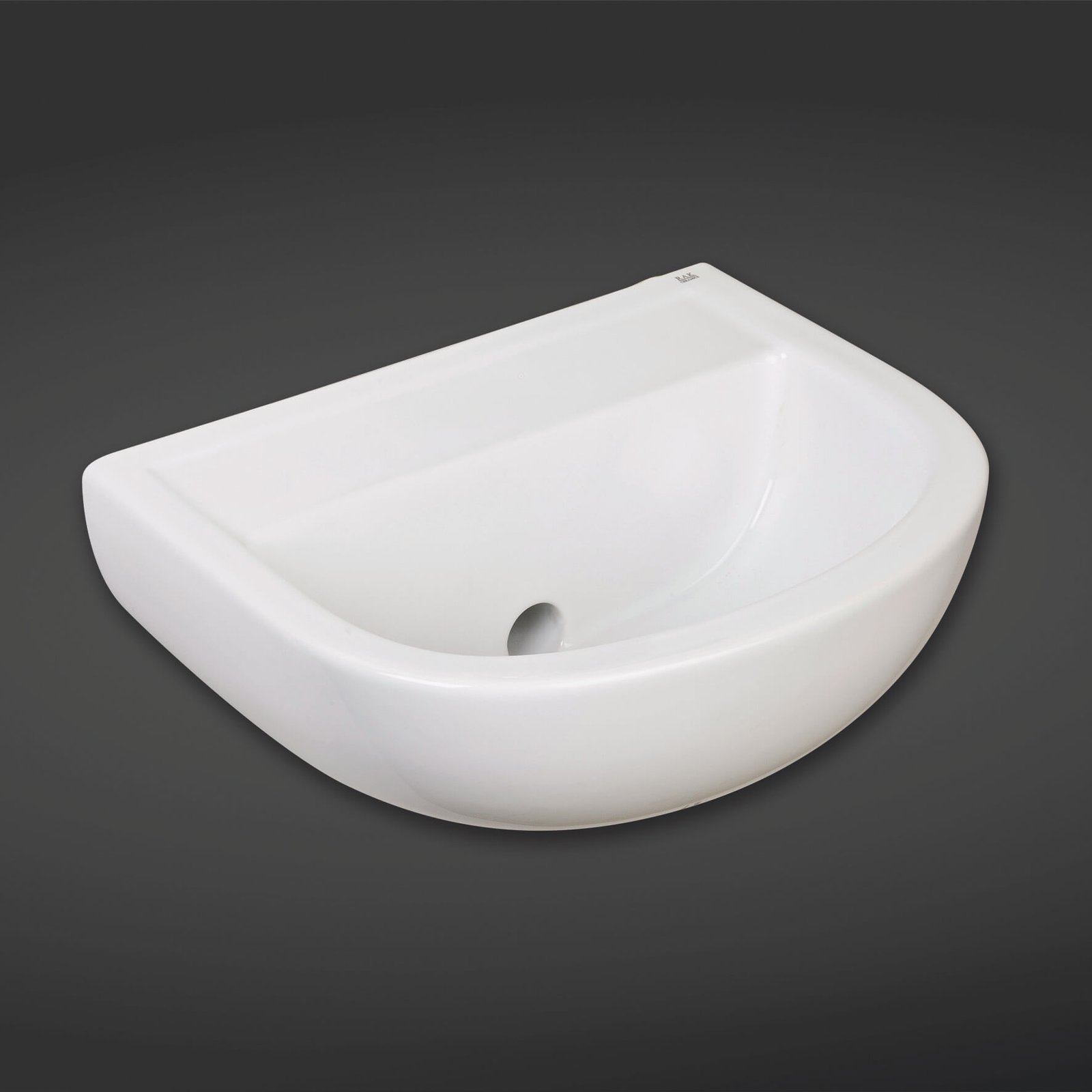 RAK Compact Special Needs H Wall Hung Basin - 500mm Wide - No TH - White