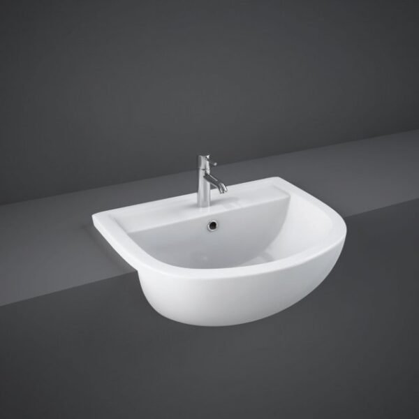 RAK Compact Semi Recessed Basin - 550mm Wide - White