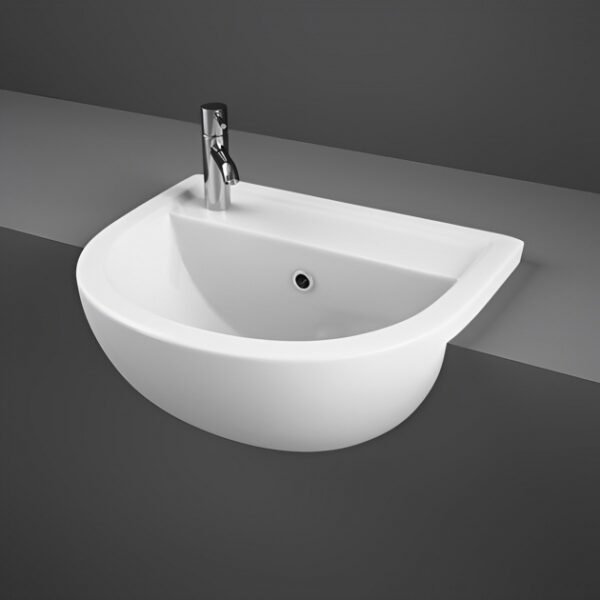 RAK Compact Semi Recessed Basin - 400mm Wide - White - Image 2