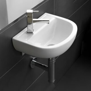 RAK Compact Special Needs Wall Hung Basin 380mm Wide - White - Image 2
