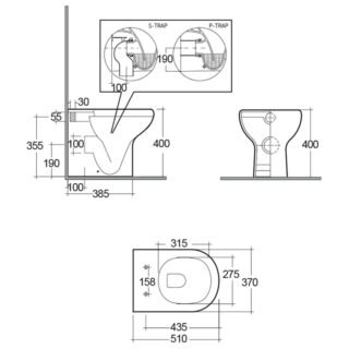 RAK Compact Back to Wall Toilet And Soft Close Seat - White - Image 4