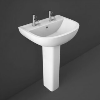 RAK Compact Basin With Full Pedestal - 450mm Wide - White - Image 4