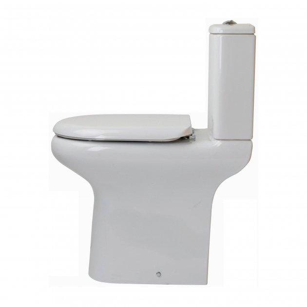 RAK Compact Deluxe Open Back Close Coupled Toilet With Push Button Cistern And Soft Close Seat - White