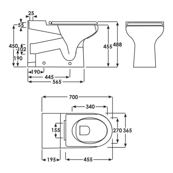 RAK Compact Special Needs Back to Wall Toilet With Seat Ring - White - Image 3