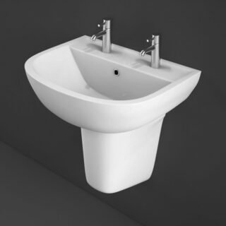 RAK Compact Basin With Semi Pedestal - 550mm Wide - White - Image 4