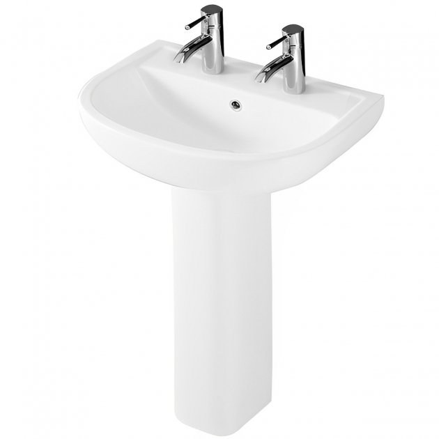 RAK Compact Basin With Full Pedestal - 550mm Wide - 2 TH - White