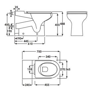 RAK Compact Rimless Special Needs Back to Wall Toilet With Ring Seat - White - Image 4