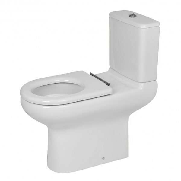 RAK Compact Rimless Special Needs Close Coupled Toilet With Push Button Cistern And Ring Seat - White - Image 2