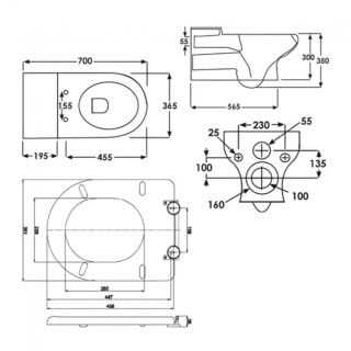RAK Compact Rimless Special Needs Wall Hung Toilet And Ring Seat - White - Image 4